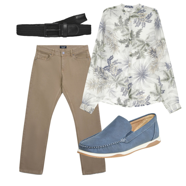 Outfit uomo - Agosto. Stile Casual per Tutti i giorni. Abbinamento con scarpe stringate, cinture, jeans, camicie.