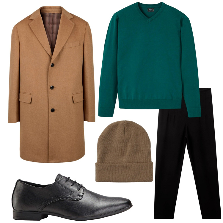 Outfit uomo - Total look #2236384. Stile Urban per Tutti i giorni. Abbinamento con scarpe stringate, maglieria, pantaloni chino, berretti, cappotti.