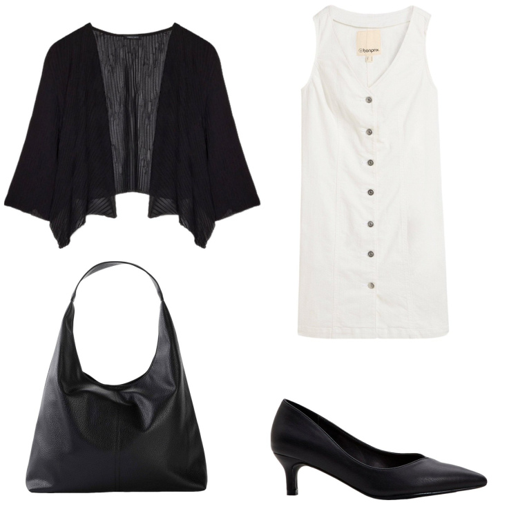 Outfit donna - Total look #2236387. Stile Casual chic per Serata fuori. Abbinamento con vestiti, shopping bag, décolleté, bolero.