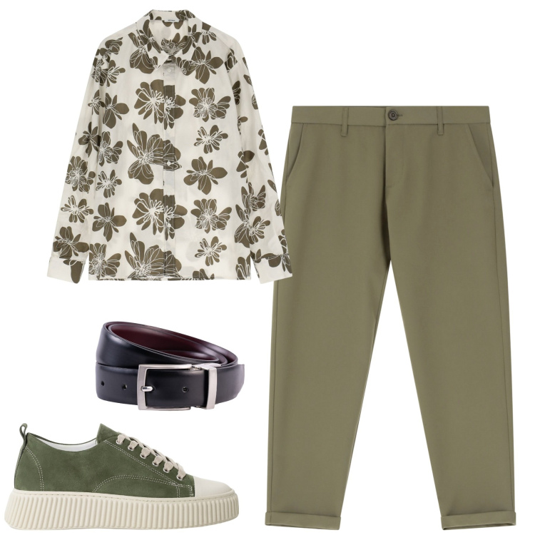 Outfit uomo - Total look #2236403. Stile Trendy per Tutti i giorni. Abbinamento con sneakers, camicie, pantaloni chino, cinture.