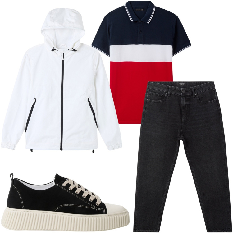 Outfit uomo - Total look #2236410. Stile Casual per Tutti i giorni. Abbinamento con giacche, polo, jeans, sneakers.