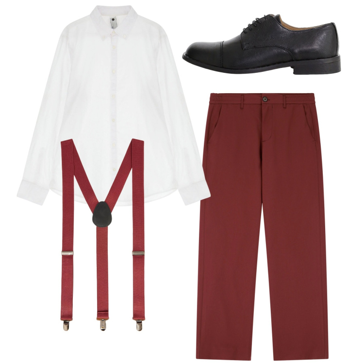 Outfit uomo - City. Stile Casual per Tutti i giorni. Abbinamento con pantaloni, camicie, scarpe stringate, bretelle.