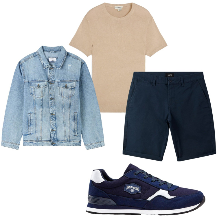 Outfit uomo - Total look #2236419. Stile Casual per Sport. Abbinamento con sneakers, t-shirt, giacche, bermuda.