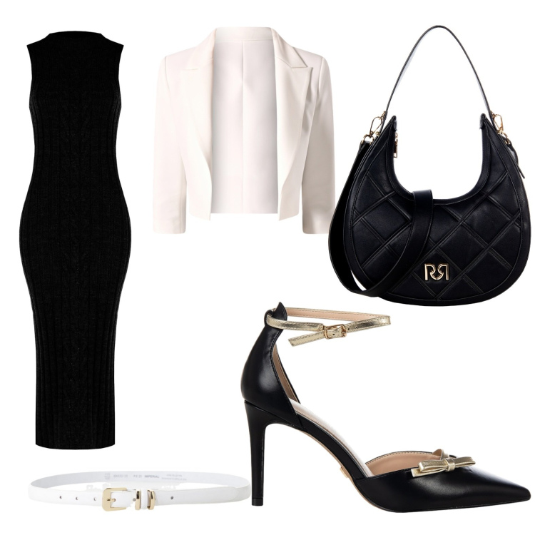 Outfit donna - Si torna in ufficio. Stile Chic per Ufficio. Abbinamento con blazer, borse a tracolla, décolleté, vestiti midi/longuette, cinture.