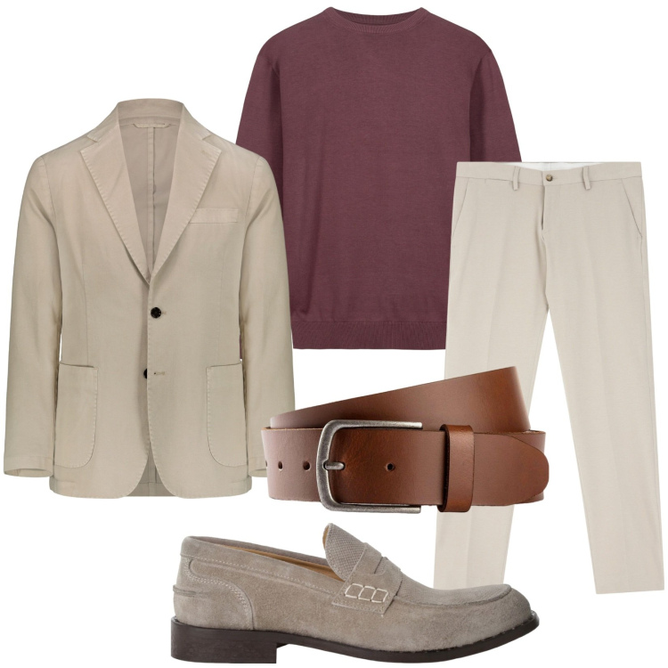 Outfit uomo - Total look #2236428. Stile Business/Elegante per Ufficio. Abbinamento con cinture, pantaloni, scarpe stringate, giacche, maglieria.