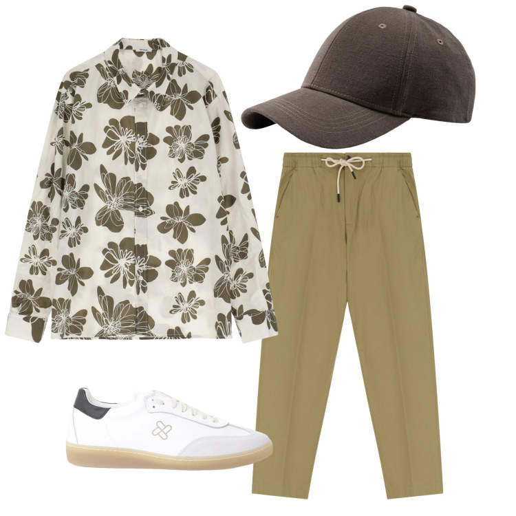 Outfit uomo - Un giorno in estate. Stile Trendy per Tutti i giorni. Abbinamento con camicie, pantaloni chino, sneakers, cappelli con visiera.