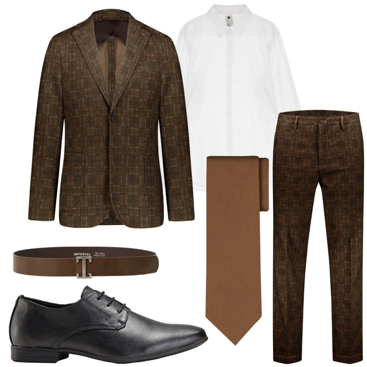 Outfit uomo - Total look #2236449. Stile Business/Elegante per Serata speciale. Abbinamento con scarpe stringate, camicie, cinture, pantaloni, giacche, cravatte.