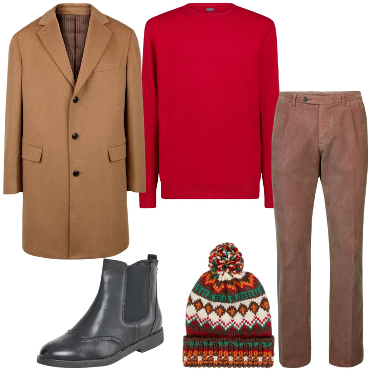 Outfit uomo - Total look #2236461. Stile Urban per Tutti i giorni. Abbinamento con stivali e stivaletti, pantaloni, maglieria, berretti, cappotti.