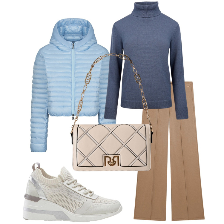 Outfit donna - Total look #2236467. Stile Basic per Tutti i giorni. Abbinamento con sneakers, borse a tracolla, pantaloni, piumini, maglieria.