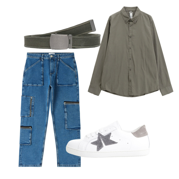 Outfit uomo - Agosto. Stile Casual per Tutti i giorni. Abbinamento con jeans, cinture, sneakers, camicie.