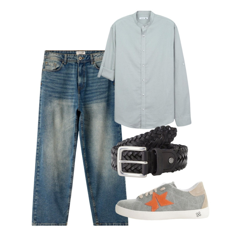 Outfit uomo - Agosto. Stile Casual per Tutti i giorni. Abbinamento con jeans, camicie, cinture, sneakers.