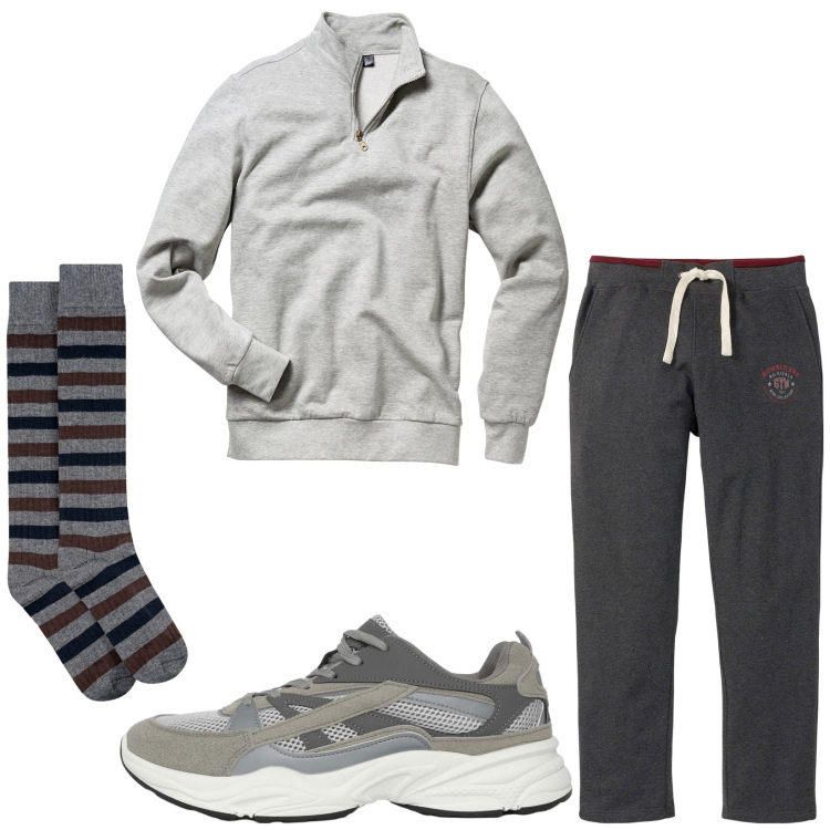 Outfit uomo - Total look #2236507. Stile Casual per Sport. Abbinamento con pantaloni, felpe, sneakers, calzini.