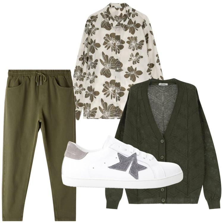 Outfit uomo - Total look #2236598. Stile Trendy per Tutti i giorni. Abbinamento con pantaloni, cardigans, camicie, sneakers.