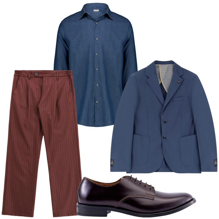 Outfit uomo - Quiet luxury. Stile Casual per Ufficio. Abbinamento con giacche, pantaloni, camicie, scarpe stringate.