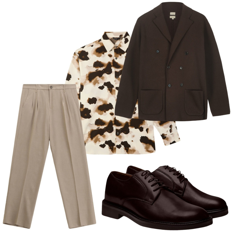 Outfit uomo - Naif. Stile Trendy per Ufficio. Abbinamento con camicie, pantaloni, scarpe stringate, giacche.