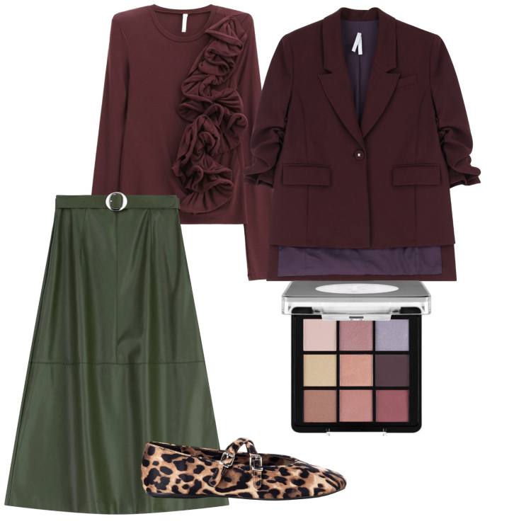 Outfit donna - Palette. per Ufficio. Abbinamento con ombretti, ballerine, t-shirt, blazer, gonne lunghe.