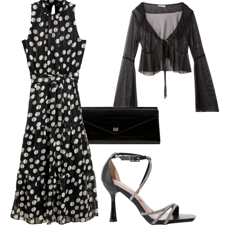 Outfit donna - Total look #2236715. Stile Bon Ton per Cerimonia. Abbinamento con vestiti, bolero, pochette, sandali col tacco.