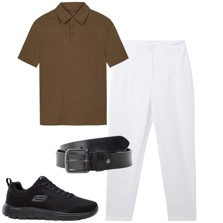 Outfit uomo - Total look #2236731. Stile Urban per Tutti i giorni. Abbinamento con sneakers, pantaloni chino, cinture, polo.