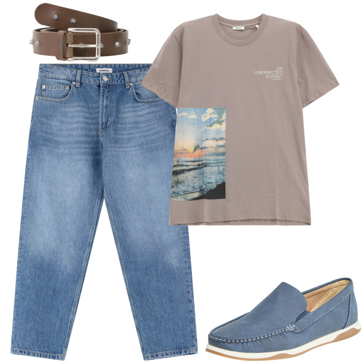 Outfit uomo - Total look #2236739. Stile Casual per Tutti i giorni. Abbinamento con scarpe stringate, jeans, cinture, t-shirt.