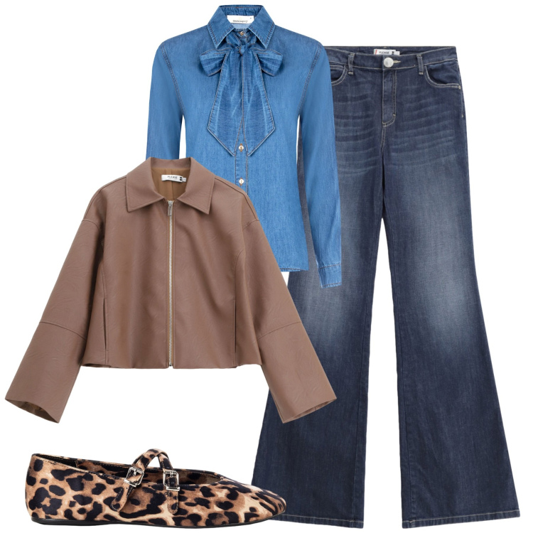 Outfit donna - Le ballerine animalier. Stile Casual chic per Tutti i giorni. Abbinamento con camicie, ballerine, blazer, jeans a zampa.
