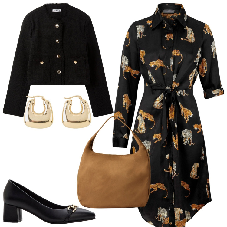 Outfit donna - Total look #2236828. Stile Bon Ton per Ufficio. Abbinamento con vestiti chemisier, orecchini, décolleté, blazer, borse a mano.