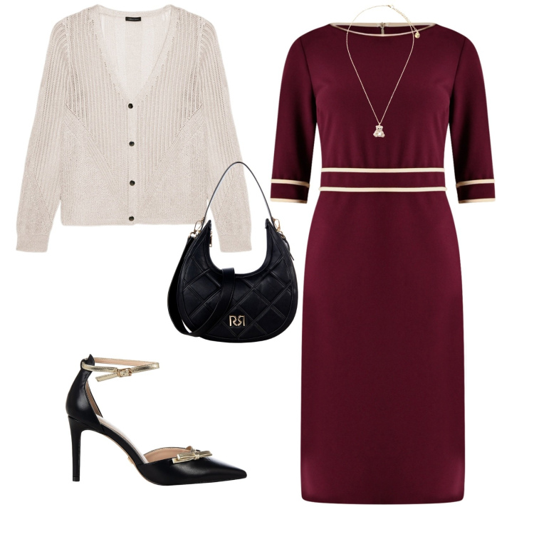 Outfit donna - Total look #2236840. Stile Bon Ton per Tutti i giorni. Abbinamento con vestiti a tubino, borse a tracolla, décolleté, ciondoli, cardigans.