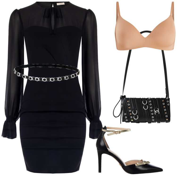 Outfit donna - Rinascimento in comodo reggiseno. Stile Bon Ton per Serata fuori. Abbinamento con vestiti a tubino, cinture, reggiseni a balconcino, décolleté, borse a spalla.