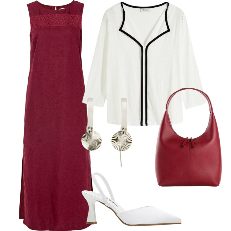 Outfit donna - Total look #2237038. Stile Chic per Serata fuori. Abbinamento con vestiti lunghi, décolleté, maglieria, shopping bag, orecchini.