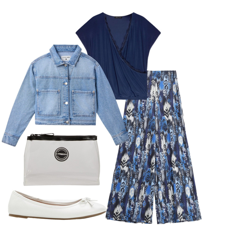 Outfit donna - Passeggiata con le amiche. Stile Casual per Tutti i giorni. Abbinamento con ballerine, cappotti, pantaloni, valigie, bluse.