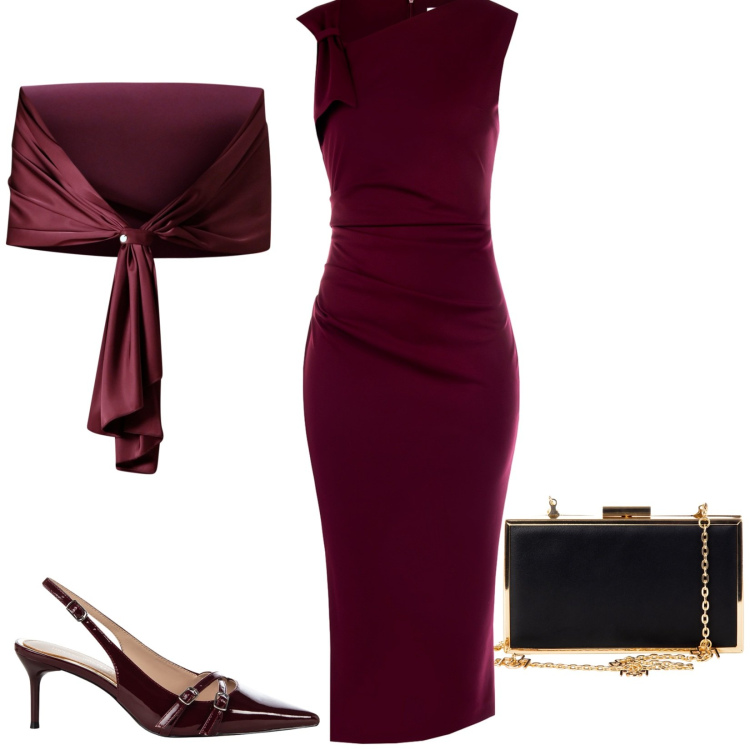 Outfit donna - Cerimonia a settembre. Stile Bon Ton per Cerimonia. Abbinamento con vestiti a tubino, scialli, décolleté, pochette.