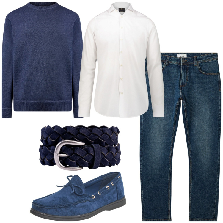 Outfit uomo - Total look #2237118. Stile Casual per Tutti i giorni. Abbinamento con scarpe stringate, jeans, camicie, maglieria, cinture.