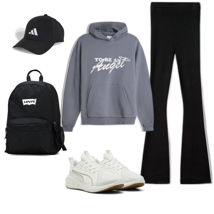 Outfit mujer - Basic #4515. Estilo Basic para Deporte. Combinación con sneakers, pantalones, sudaderas con capucha, sombreros o gorros con visera, mochilas.