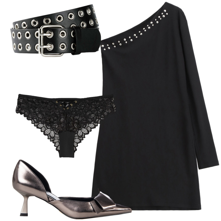 Outfit donna - Mono spalla glam. Stile Glamour per Serata fuori. Abbinamento con culotte, cinture, décolleté, vestiti asimmetrici.