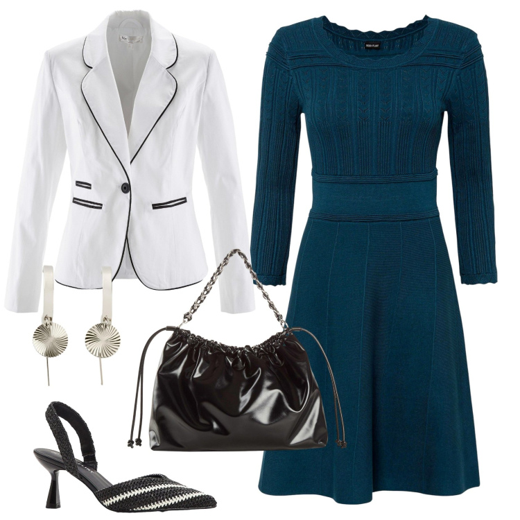 Outfit donna - Total look #2237274. Stile Chic per Serata fuori. Abbinamento con vestiti, shopping bag, blazer, orecchini, décolleté.