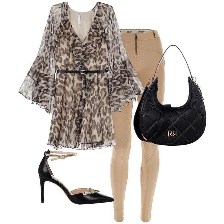 Outfit donna - In città con stile. Stile Casual chic per Tutti i giorni. Abbinamento con décolleté, borse a tracolla, vestiti corti, pantaloni skinny.