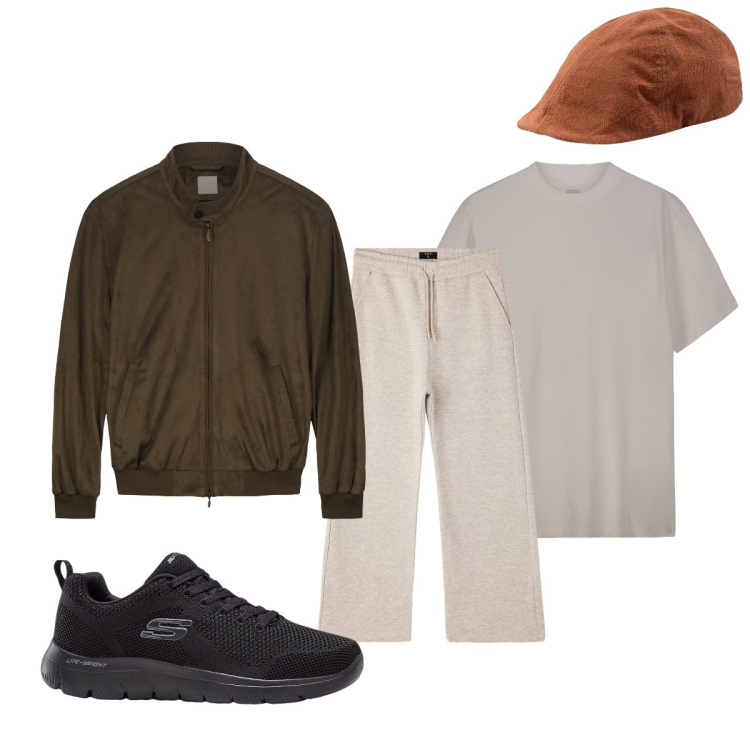 Outfit uomo - Giornata casual. Stile Casual per Tutti i giorni. Abbinamento con sneakers, pantaloni, t-shirt, giacche, cappelli con visiera.