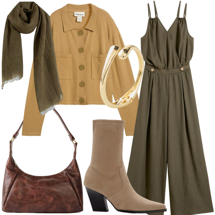 Outfit donna - Cardigan ricorda il sole. Stile Casual chic per Ufficio. Abbinamento con borse a mano, stivaletti, braccialetti, cardigans, tute, sciarpe.