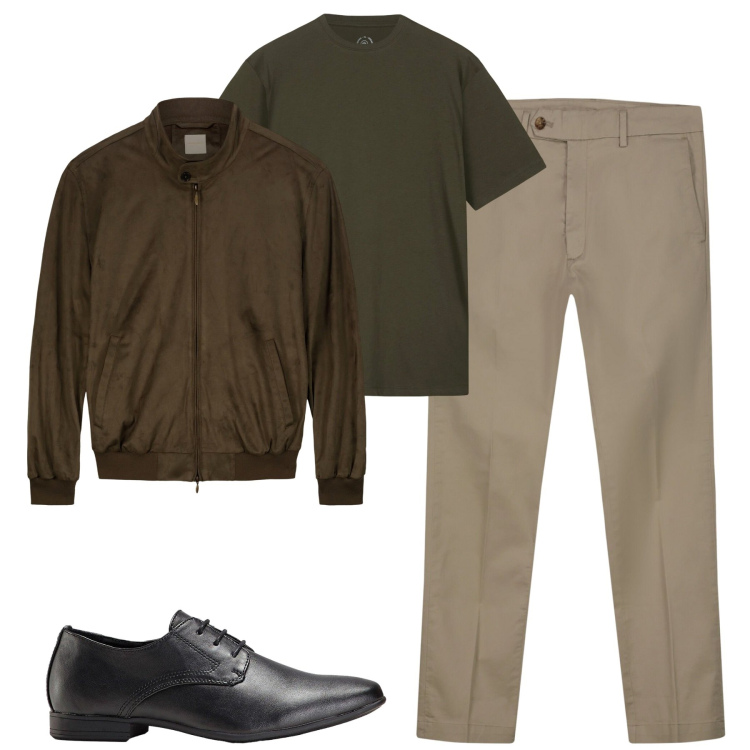 Outfit uomo - City. Stile Urban per Tutti i giorni. Abbinamento con scarpe stringate, giacche, pantaloni chino, t-shirt.