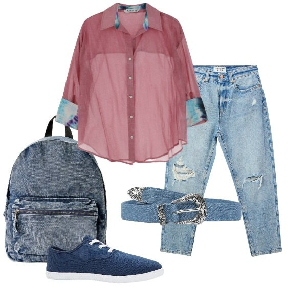 Outfit donna - lo stile di settembre. Stile Urban per Scuola/Università. Abbinamento con sneakers, jeans mom, zaini, cinture, camicie.