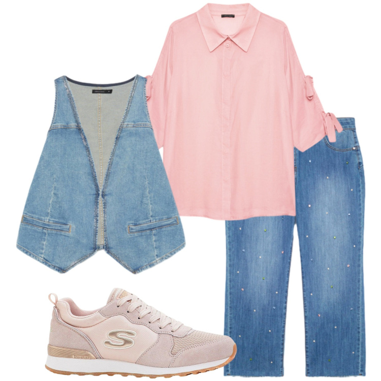 Outfit donna - Fall collection. Stile Casual chic per Ufficio. Abbinamento con sneakers, jeans, gilet, camicie.