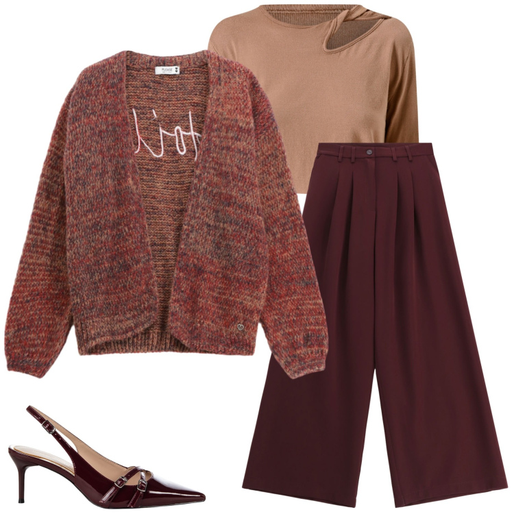 Outfit donna - Fall collection. Stile Casual chic per Ufficio. Abbinamento con décolleté, maglieria, cardigans, pantaloni.