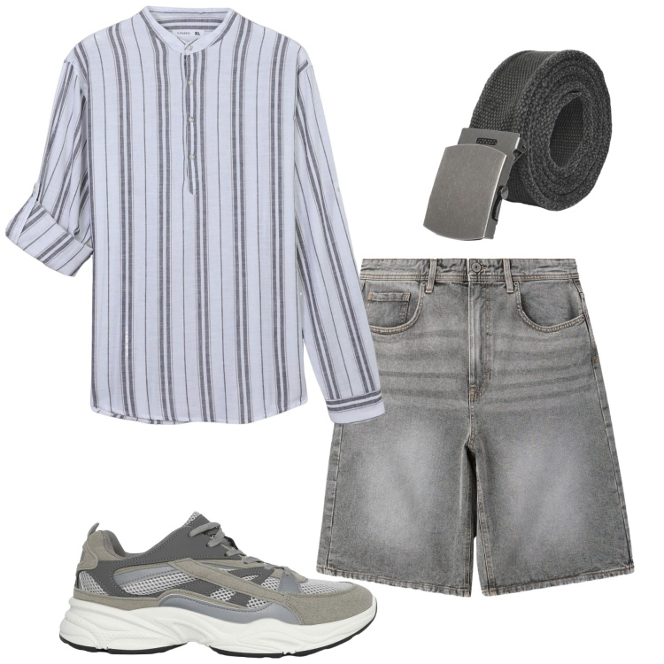 Outfit uomo - Total look #2237584. Stile Casual per Tutti i giorni. Abbinamento con camicie, sneakers, bermuda, cinture.