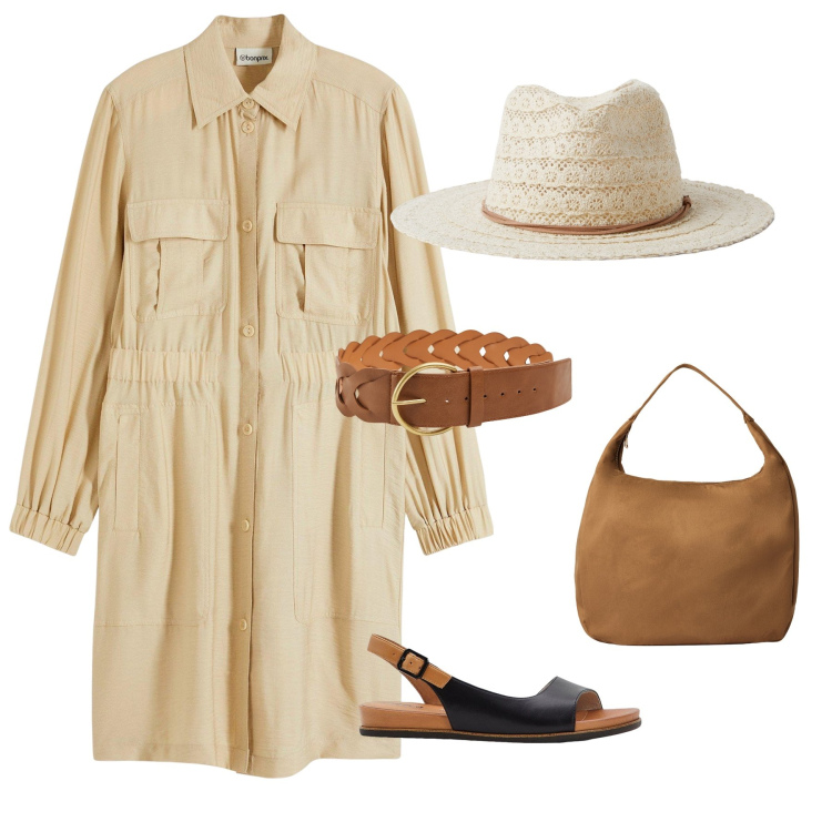 Outfit donna - Total look #2237667. Abbinamento con sandali, vestiti chemisier, cappelli, cinture, borse a mano.