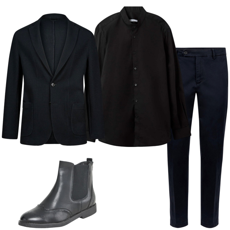 Outfit uomo - Total look #2237752. Stile Trendy per Serata speciale. Abbinamento con stivali e stivaletti, camicie, pantaloni chino, giacche.