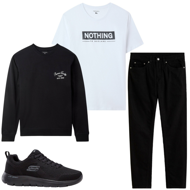 Outfit uomo - Nothing to declare. Stile Casual per Tutti i giorni. Abbinamento con jeans slim fit, sneakers, felpe con cappuccio, t-shirt.
