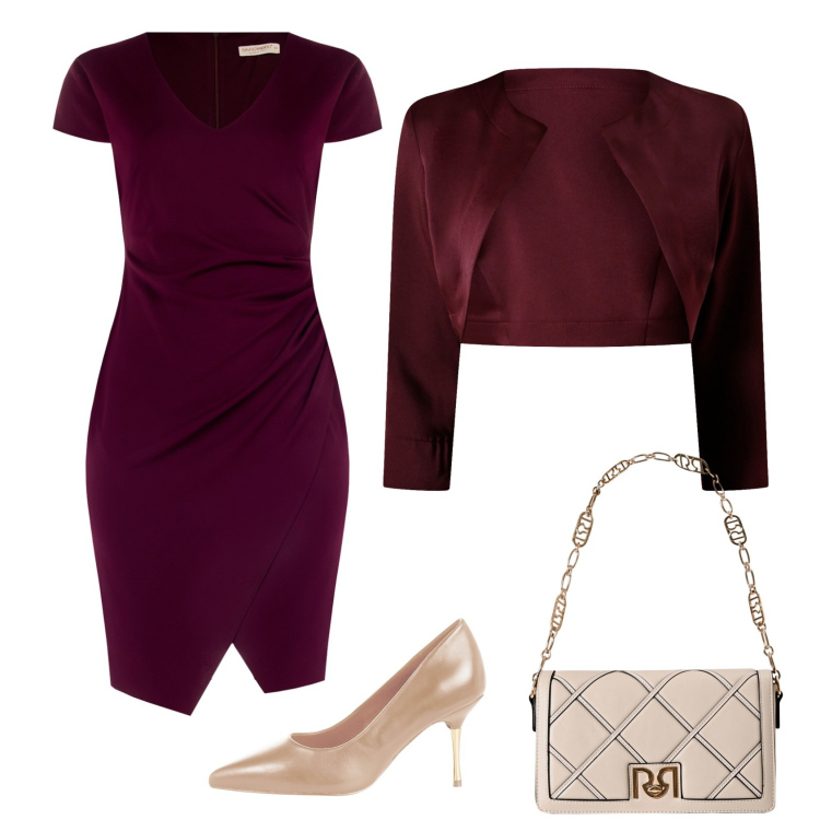 Outfit donna - Total look #2237869. Stile Glamour per Cerimonia. Abbinamento con vestiti a tubino, décolleté, borse a tracolla, bolero.