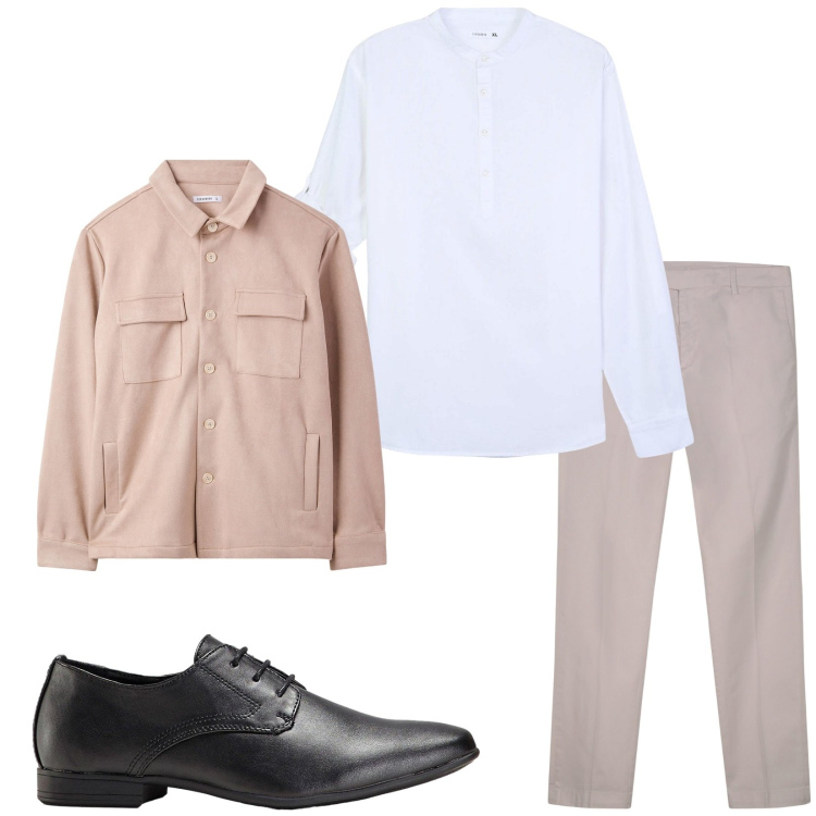 Outfit uomo - Total look #2237891. Stile Trendy per Ufficio. Abbinamento con scarpe stringate, camicie, cappotti, pantaloni chino.