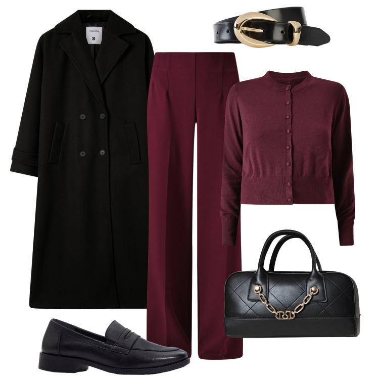 Outfit donna - Il cappotto oversize. Stile Casual chic per Tutti i giorni. Abbinamento con mocassini, cinture, cappotti, cardigans, borse a mano, pantaloni a palazzo.