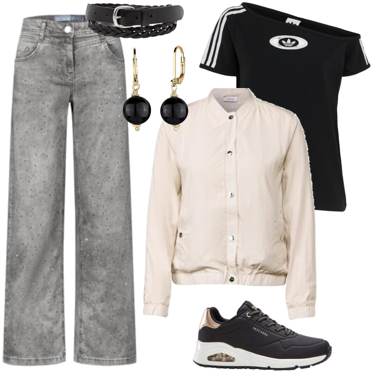 Outfit femme - Ivana. Style Basique pour Tous les jours. Assortir avec sneakers, pantalon , blazers, boucles d'oreilles, ceintures, t-shirts.