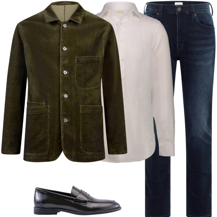 Outfit uomo - La giacca in velluto. Stile Casual per Ufficio. Abbinamento con jeans slim fit, giacche, camicie, scarpe stringate.